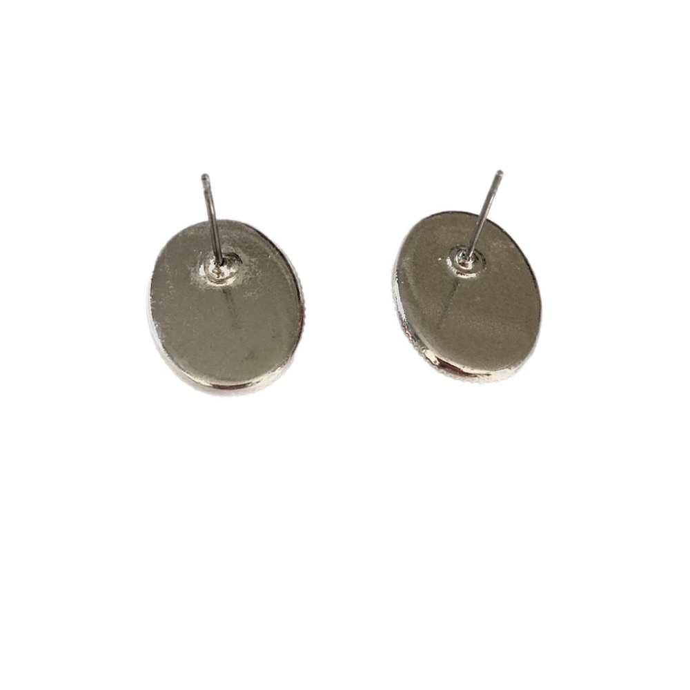 Genuine VINTAGE oval black fleck acrylic stud earrings - Picture 4 of 6
